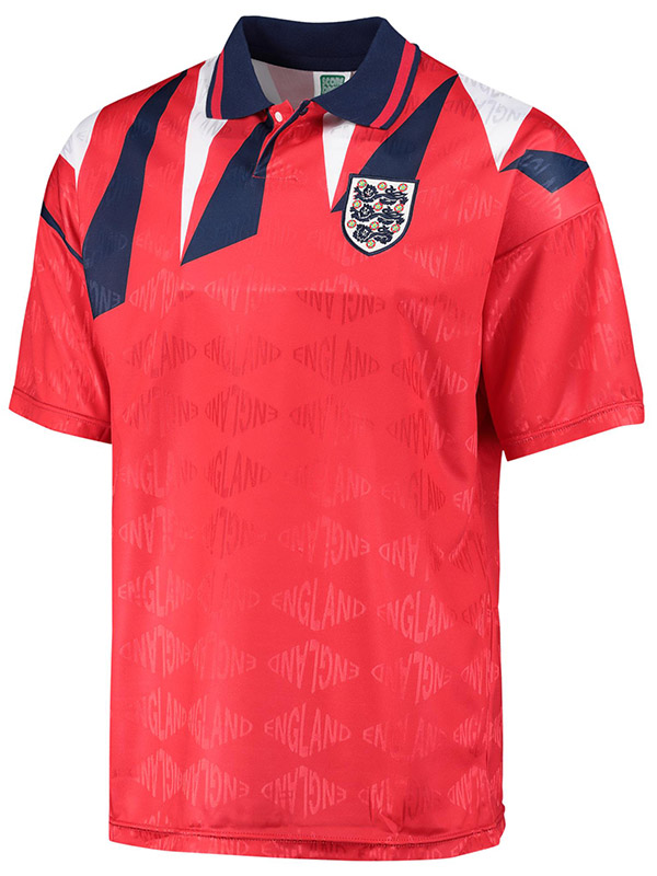 England maillot rétro extérieur deuxième uniforme de football maillot haut de maillot de football sportswear rouge homme coupe du monde 1990